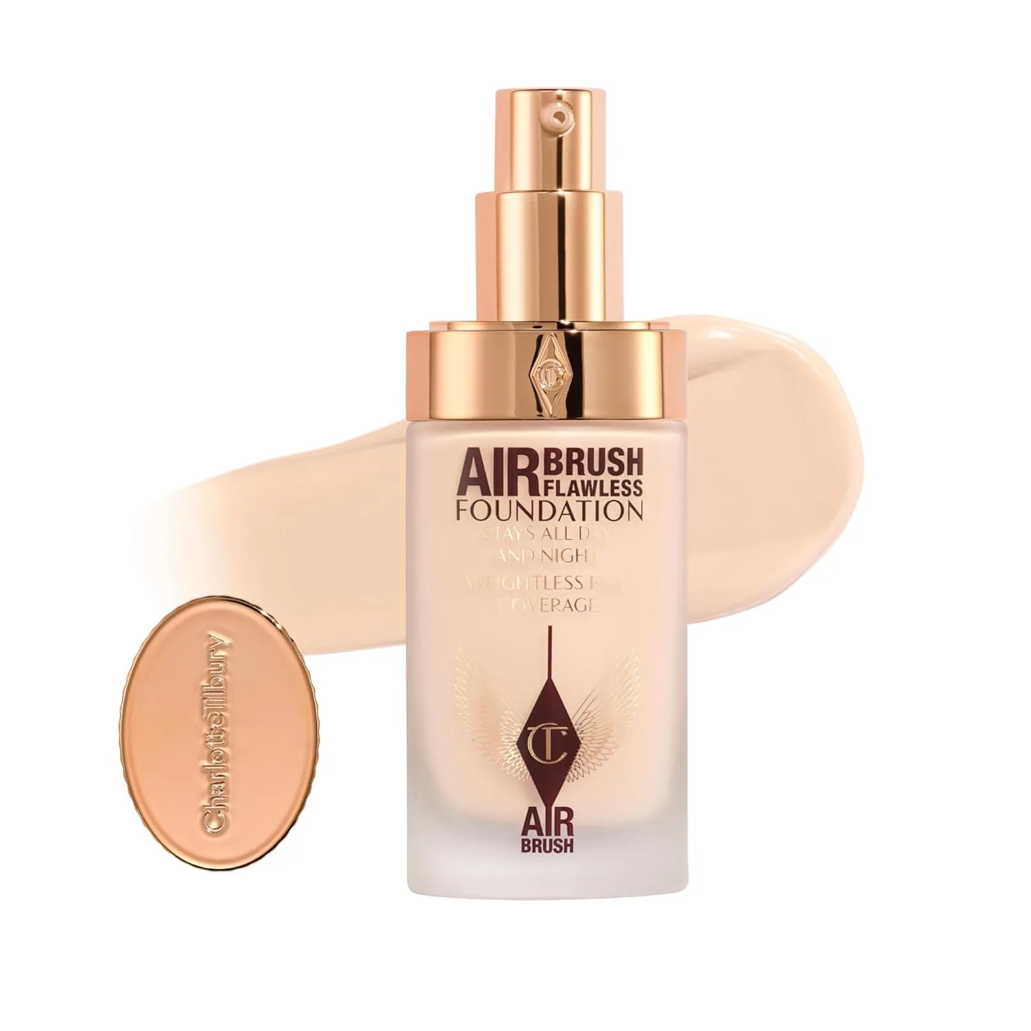 Charlotte Tilbury Airbrush Flawless Matte Foundation - тональная основа с полным покрытием и натуральным матовым финишем, выравнивает и скрывает поры, водостойкая и устойчивая к переносу, 02 Neutral - Fair with neutral undertones