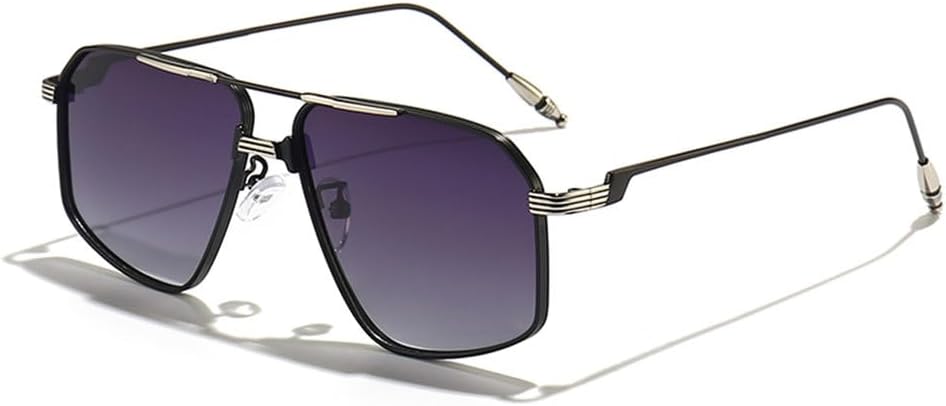 

Мужские металлические солнцезащитные очки с классическим градиентом и двойным дужком, женские очки со специальными дужками, в футляре, защита от ультрафиолета UV400 TYUVIVO, C03 Black Gray