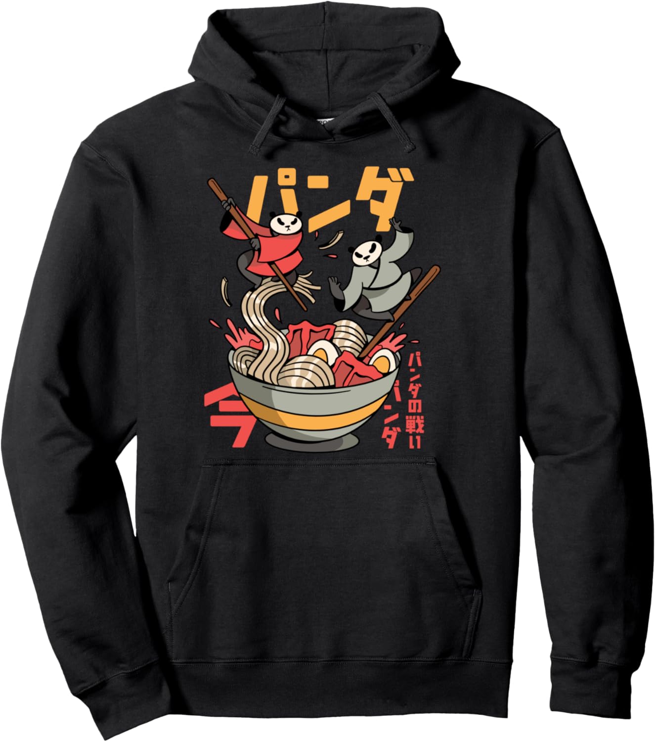 

Панда сражается с раменом. Милая аниме-толстовка с милой японской лапшой Ramen Japanese Noodles Panda Souvenir, черный