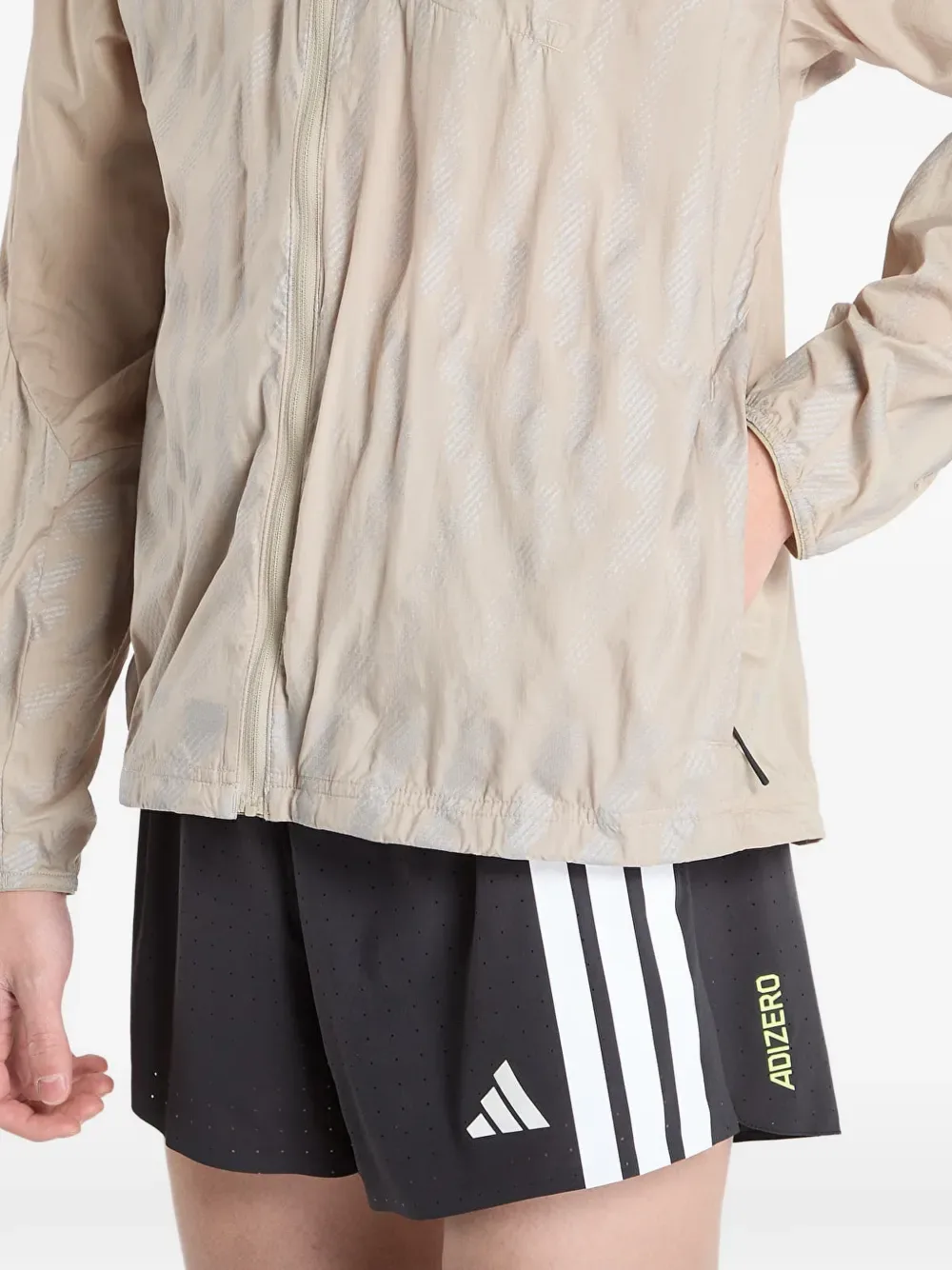 Куртка с капюшоном и узором Adidas, бежевый — фото 4