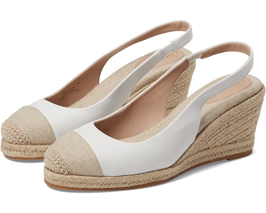 

Туфли Cole Haan Cloudfeel Espadrille Wedge Slingback 80 mm, цвет White Leather Natural Linen