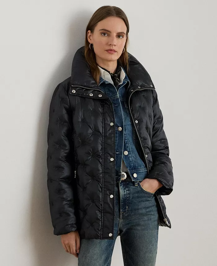 

Женское вышитое пуховое пальто Lauren Ralph Lauren, черный