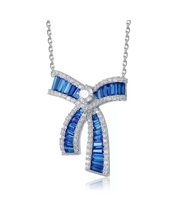 

Ожерелье с подвеской-бабочкой из стерлингового серебра с покрытием из белого золота и кубическими цирконами Genevive, blue