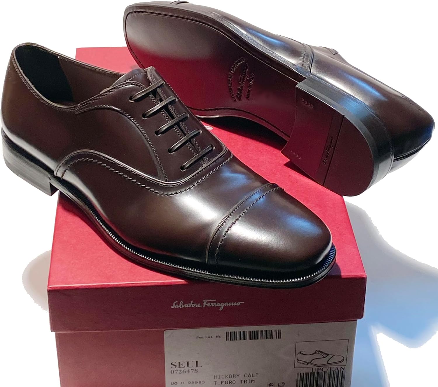 Кожаные оксфорды Ferragamo Seul с каплевым носком для мужчин, темно-коричневые вечерние туфли (Salvatore) — фото 3