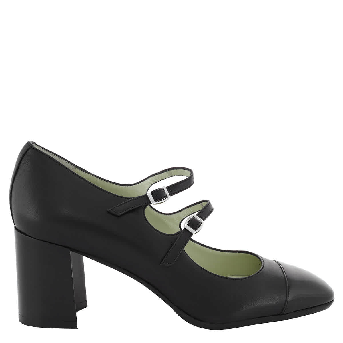 Carel Двойные ремешки Кожаные Туфли на каблуке, Nappa Noir/Vernis Noir