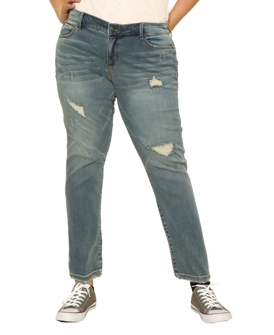 

Джинсы больших размеров с высокой посадкой, зауженные до щиколотки, длина внутреннего шва 28 дюймов - Ariah SLINK Jeans, No Color