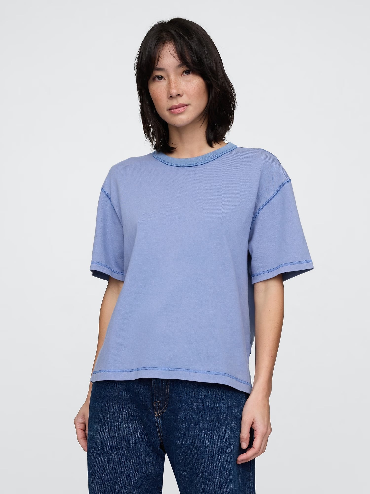 (U) Плотная укороченная футболка GAP, SOFT_CORNFLOWER