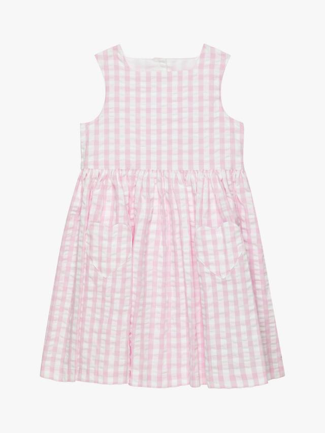 

Детское платье Valentina из хлопка с сердечками Trotters, Pink/White