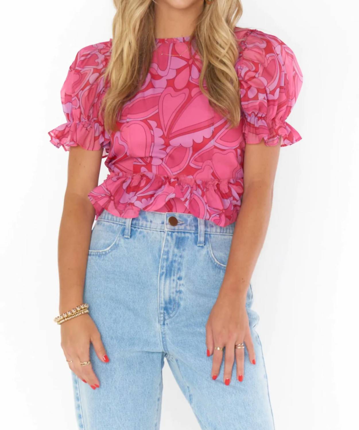 

Топ Daiquiri Peplum в цветах Candy Hearts Show Me Your Mumu
