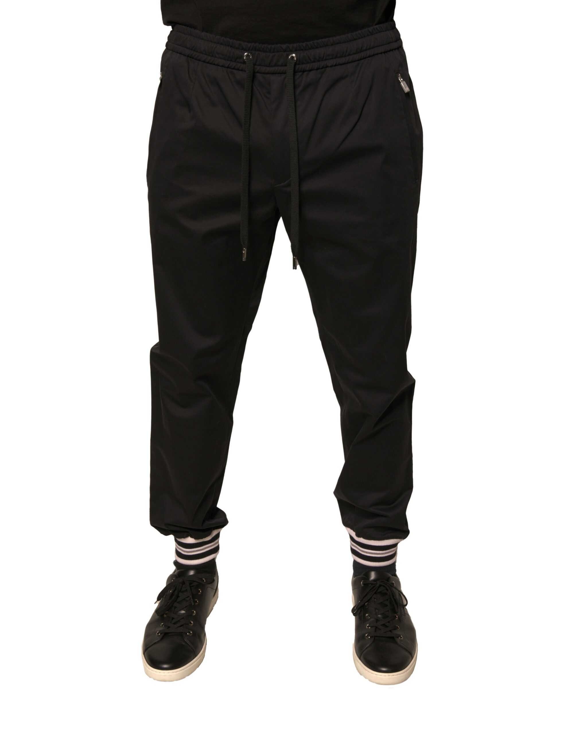 Черные хлопковые эластичные спортивные штаны Jogger Dolce & Gabbana