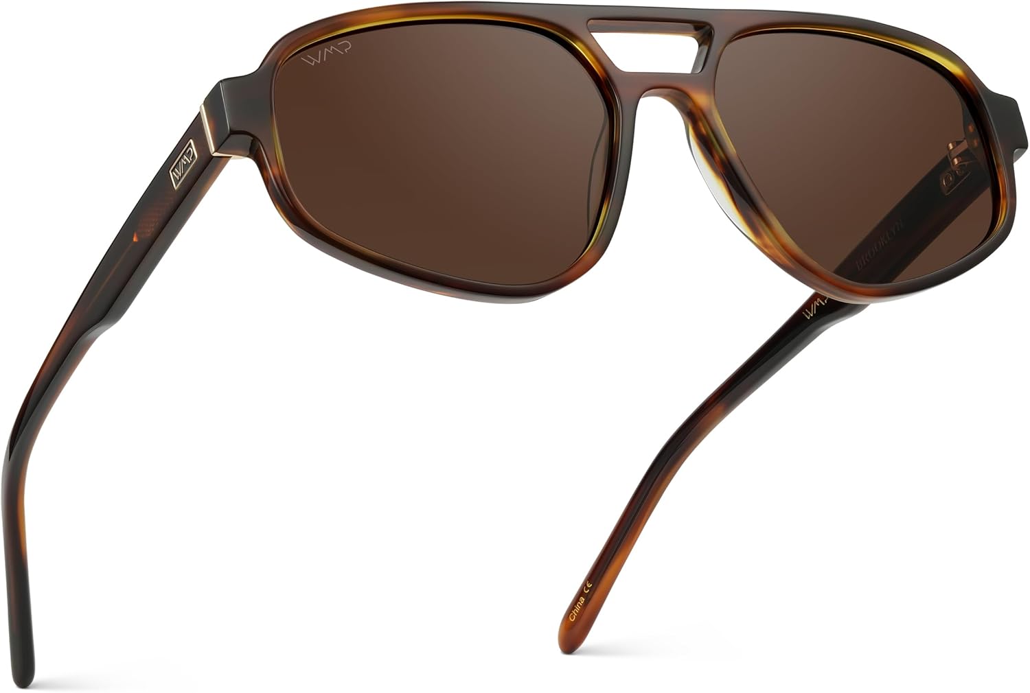 

Солнцезащитные очки WearMe Pro WMP Eyewear — женские ретро-очки-авиаторы с двойной перемычкой, поляризованные линзы, легкие, обеспечивают полную защиту от УФ-излучения, Golden Brown Grain / Brown Lens