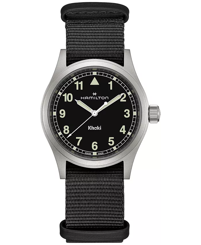 

Мужские швейцарские полевые часы Khaki Field с черным текстильным ремешком, 38 мм Hamilton