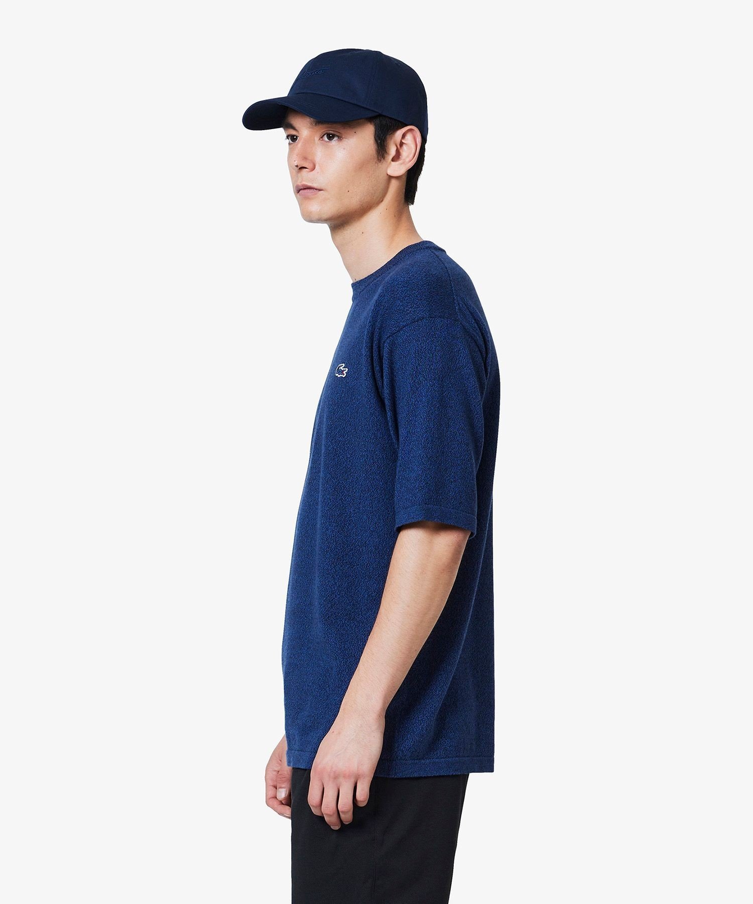 Трикотажная футболка из смешанного меланжевого трикотажа в трех цветах LACOSTE, Indigo Blue — фото 4