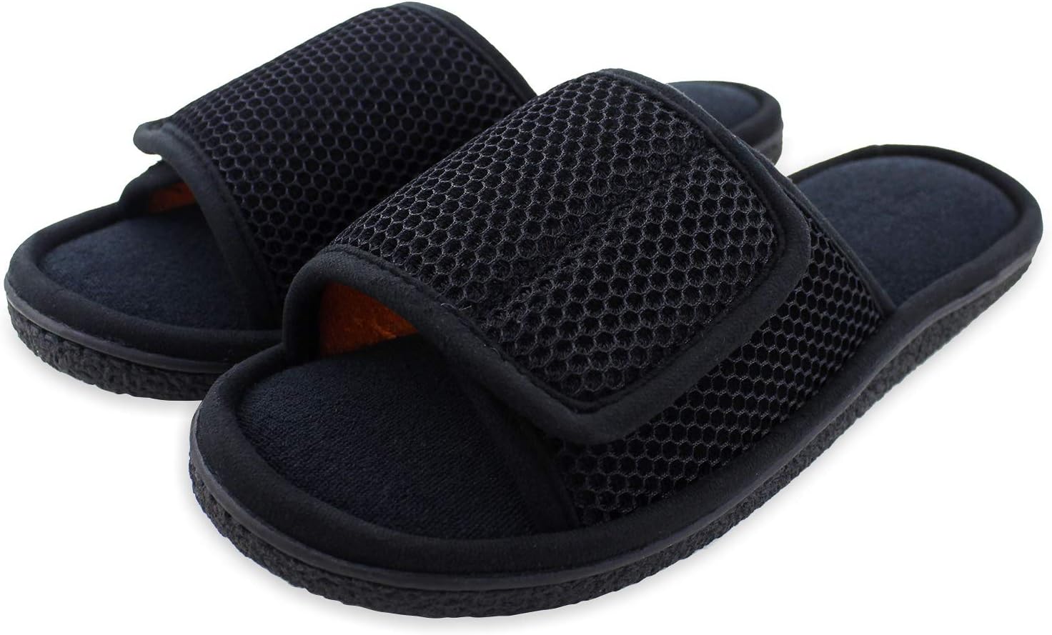 

Домашние тапочки WALKFUN для мужчин с регулируемым размером, открытым носком, дышащие, удобные, с мягкой стелькой из памяти формы, для спальни и террасы, черный