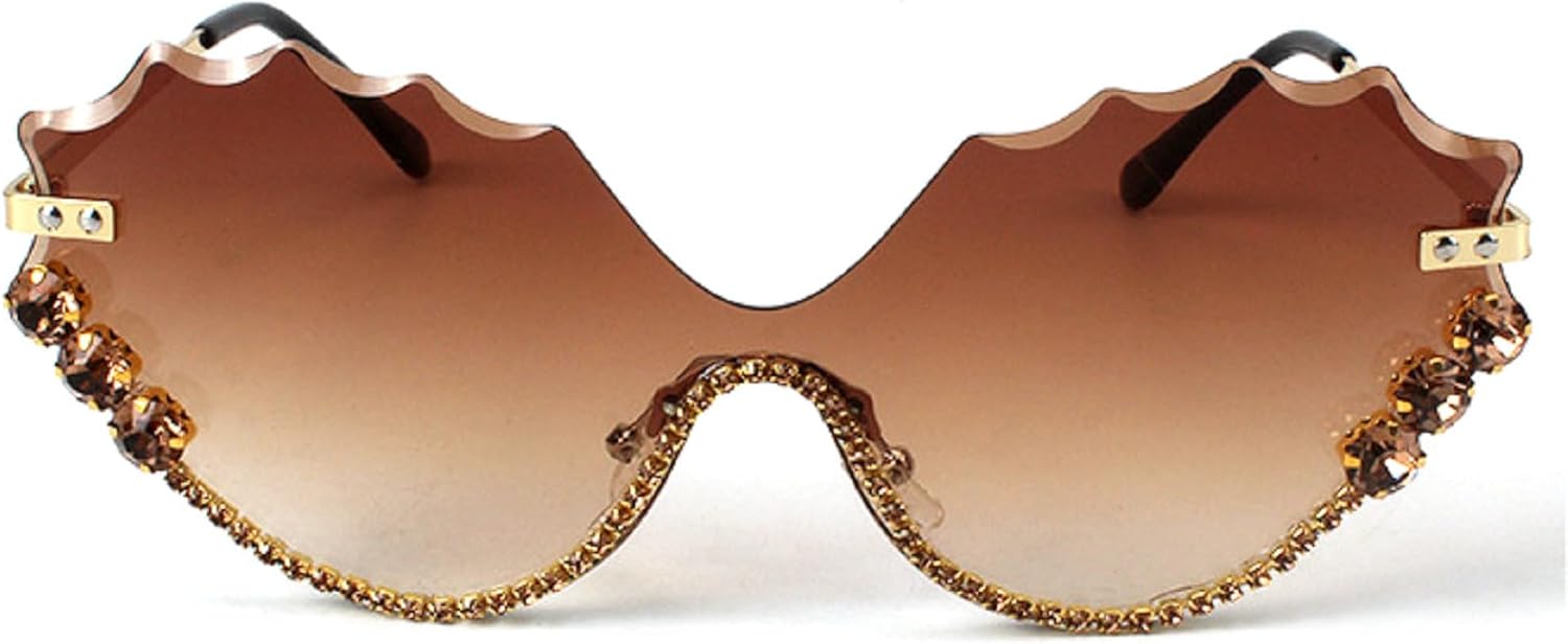 

Забавные солнцезащитные очки в оправе с драгоценными камнями для костюмированной вечеринки, украшенные стразами, женские солнцезащитные очки без оправы «кошачий глаз», оригинальные очки с бриллиантами mincl, Brown