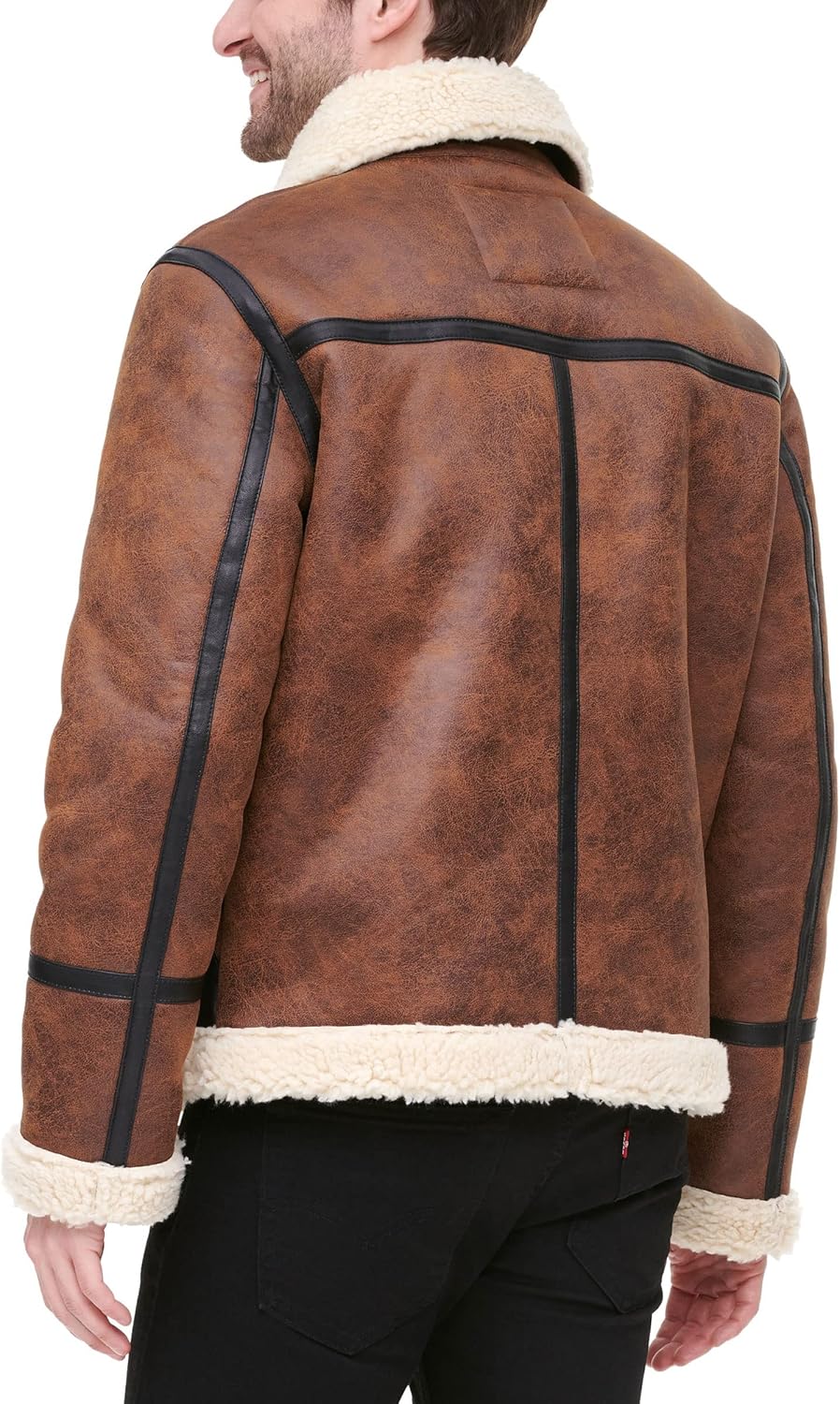 Мужская куртка-авиатор Tommy Hilfiger из искусственной кожи с флисовой подкладкой, Brown — фото 3