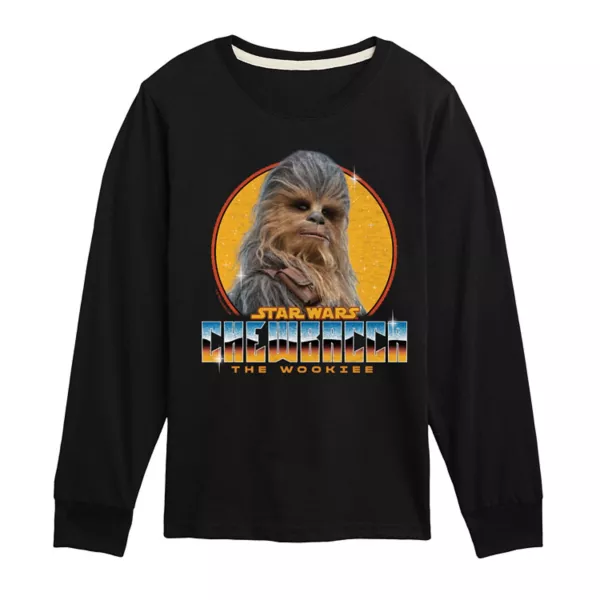 

Футболка с длинным рукавом и принтом «Chewbacca the Wookie» для мальчиков 8-20 лет, хромированная Star Wars, черный