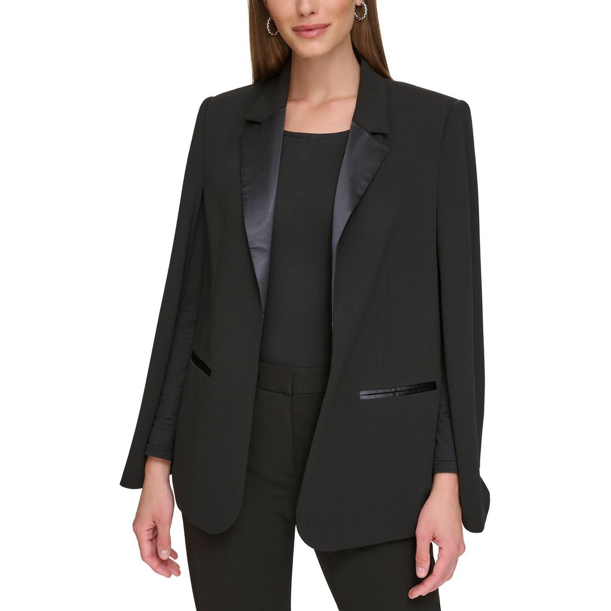 

Женский однотонный блейзер с воротником и открытым передом Petites DKNY, черный
