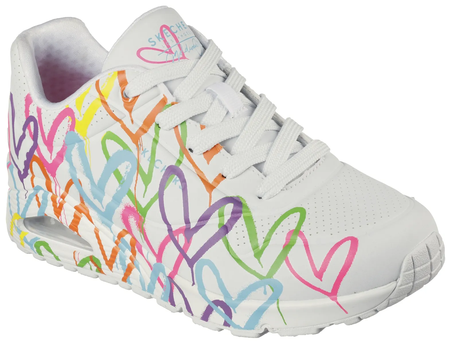 Кроссовки Skechers "UNO - HIGHLIGHT LOVE", с принтом в виде сердца, повседневная обувь, полуботинки, туфли на шнуровке, белый