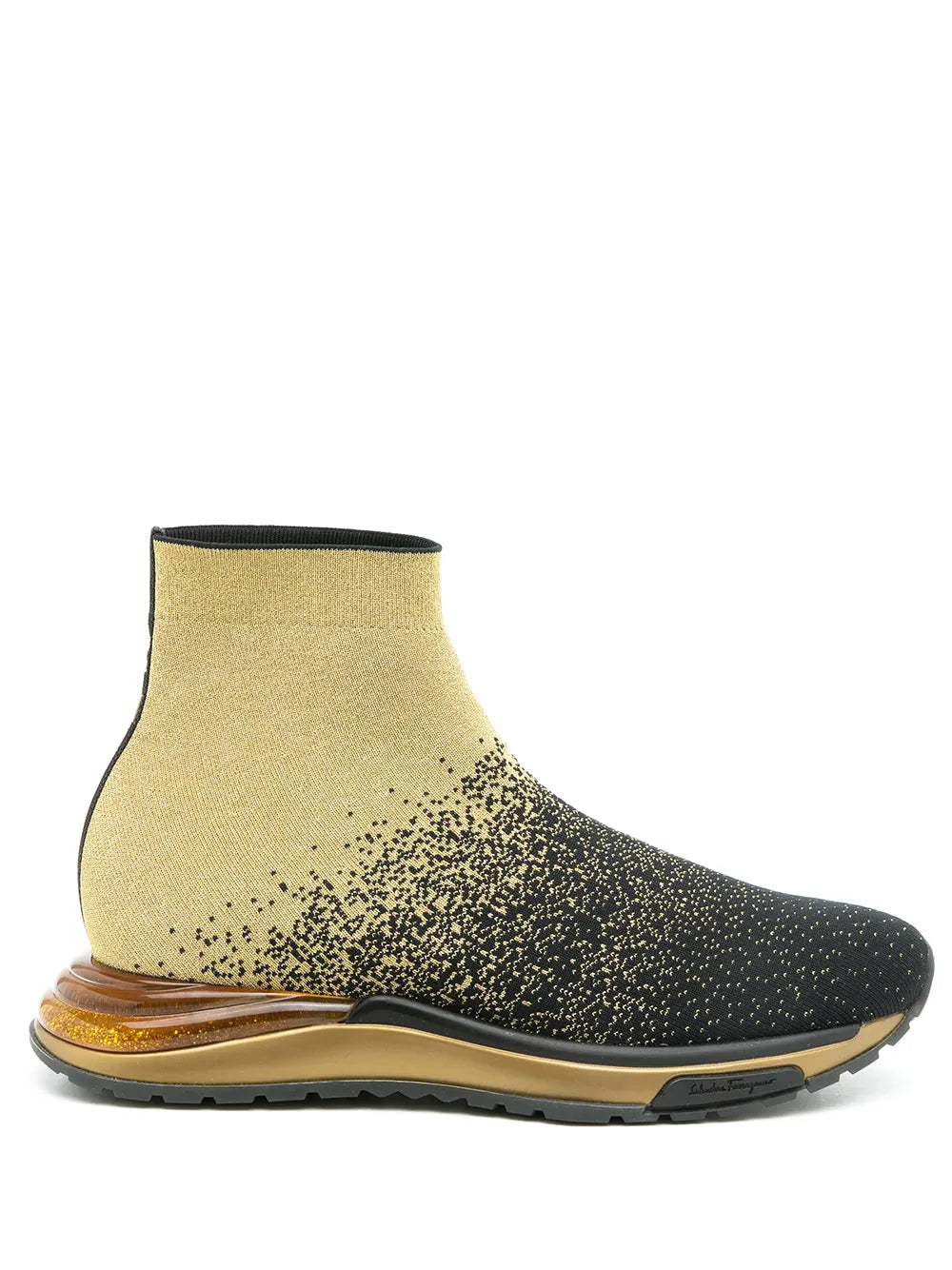 Ferragamo Кроссовки-носки с металлическим отливом Salvatore Ferragamo, металлик — фото 4