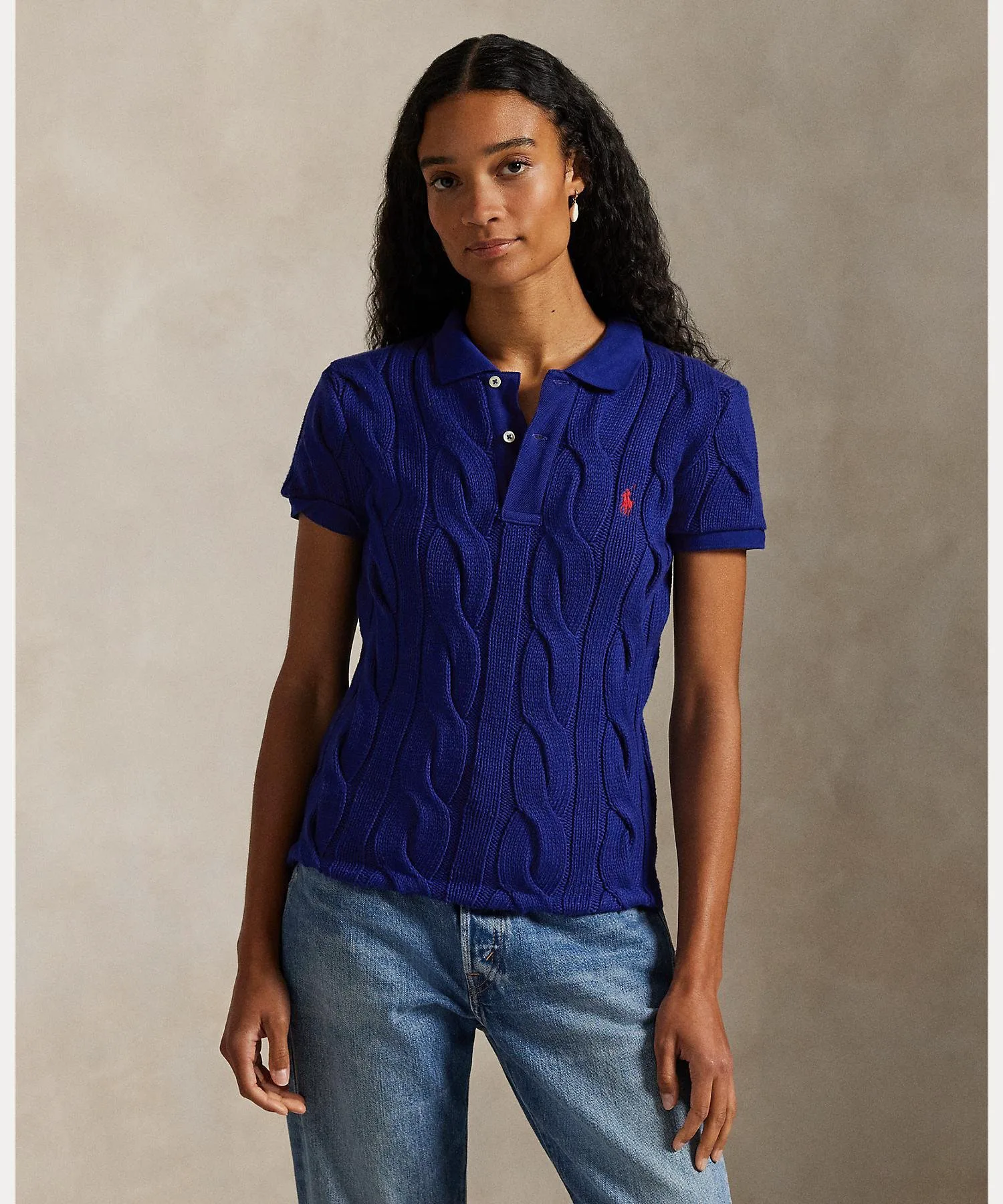 Хлопковая рубашка-поло с косами Polo Ralph Lauren, 999 Multicolor