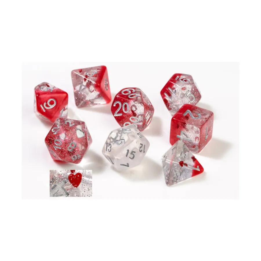 

Набор Poly - Сердца с серебром (7), RPG Dice Sets