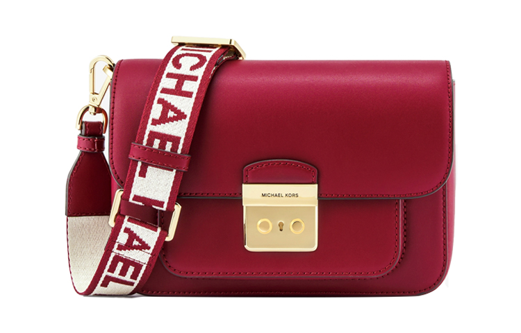 

MICHAEL KORS Сумка-мессенджер Sloan из коровьей кожи, маленькая квадратная сумка, сумка для фотоаппарата, сумка через плечо, средний размер, женская, цвет Mulberry Red