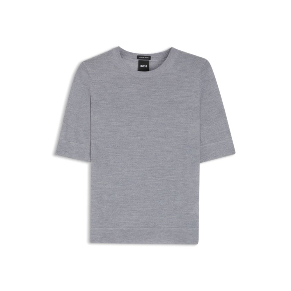 

Шерстяной вязаный свитер BOSS, светло-серый