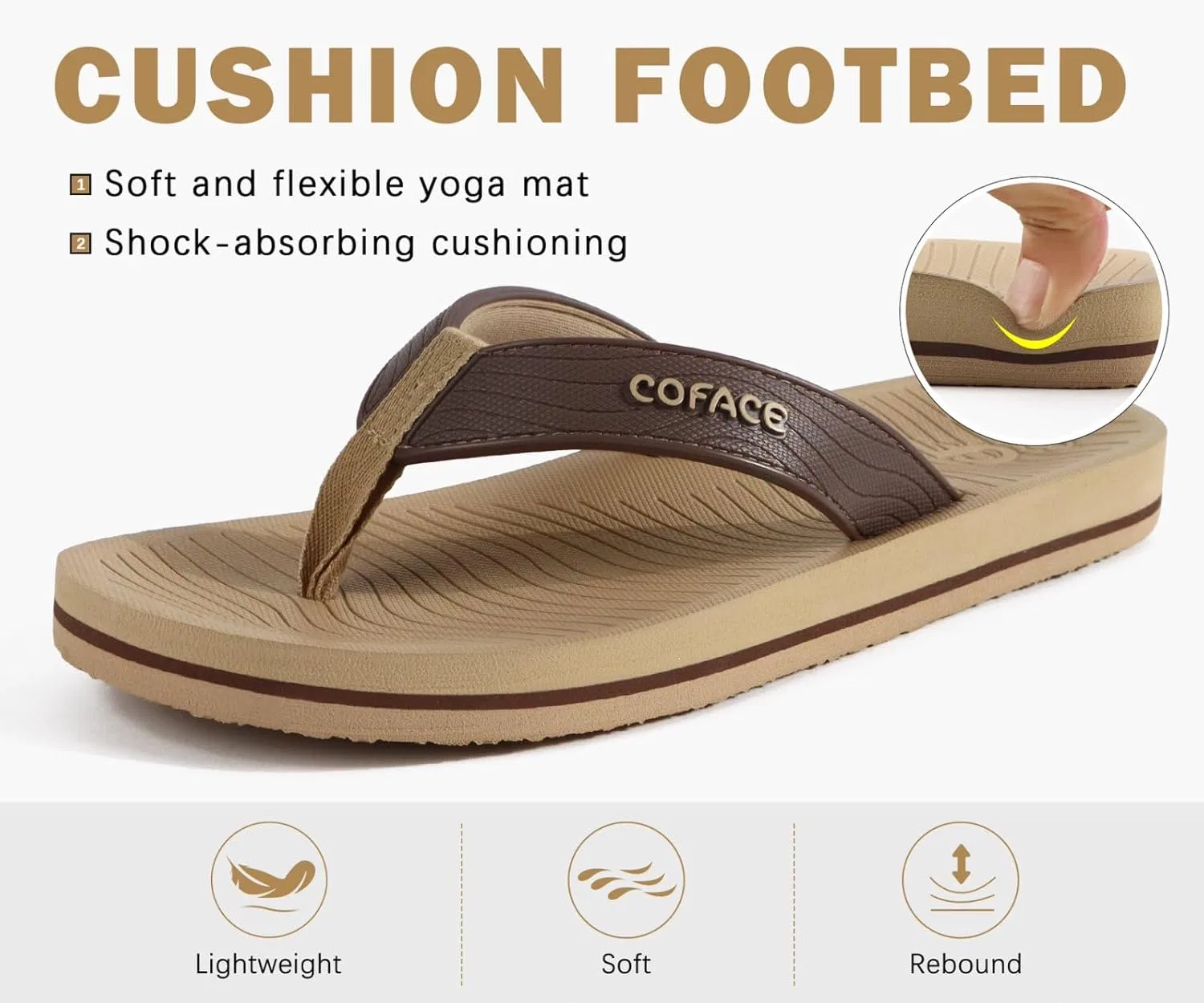 Сандалии мужские с поддержкой стопы COFACE, Brown Beige — фото 2