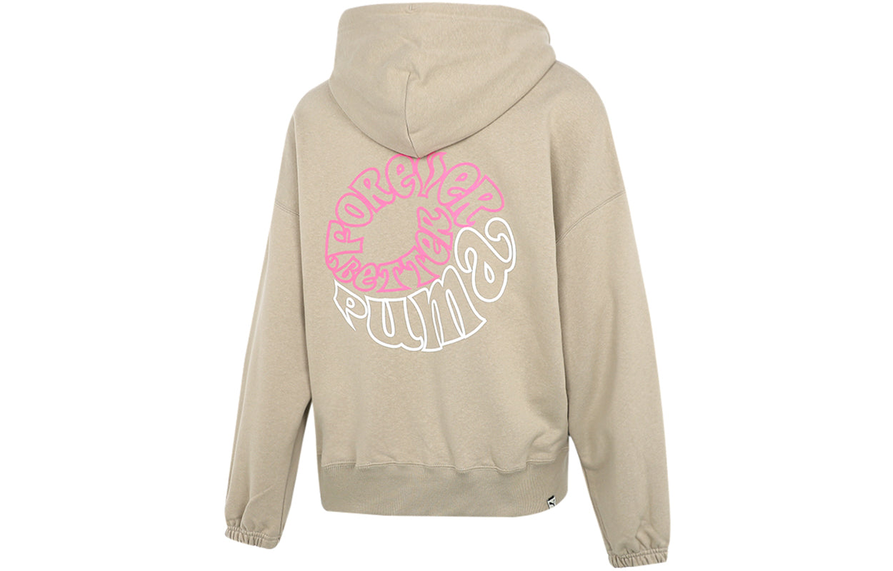 Толстовка (WMNS) PUMA Downtown Graphic Hoodie Breathable Letter Printing Long Sleeve Khaki 533049-42 — фото 2