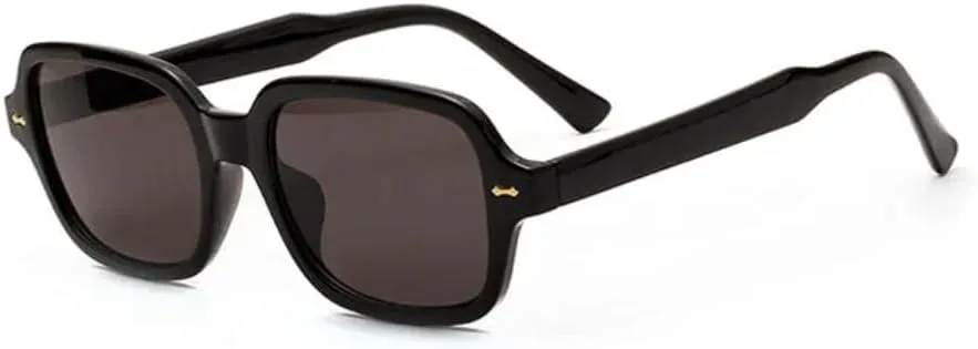 

Ретро прямоугольные женские солнцезащитные очки с модным декором и прозрачными линзами цвета океана, мужские очки с защитой от УФ-излучения UV400 HHZZYVY, Black Grey