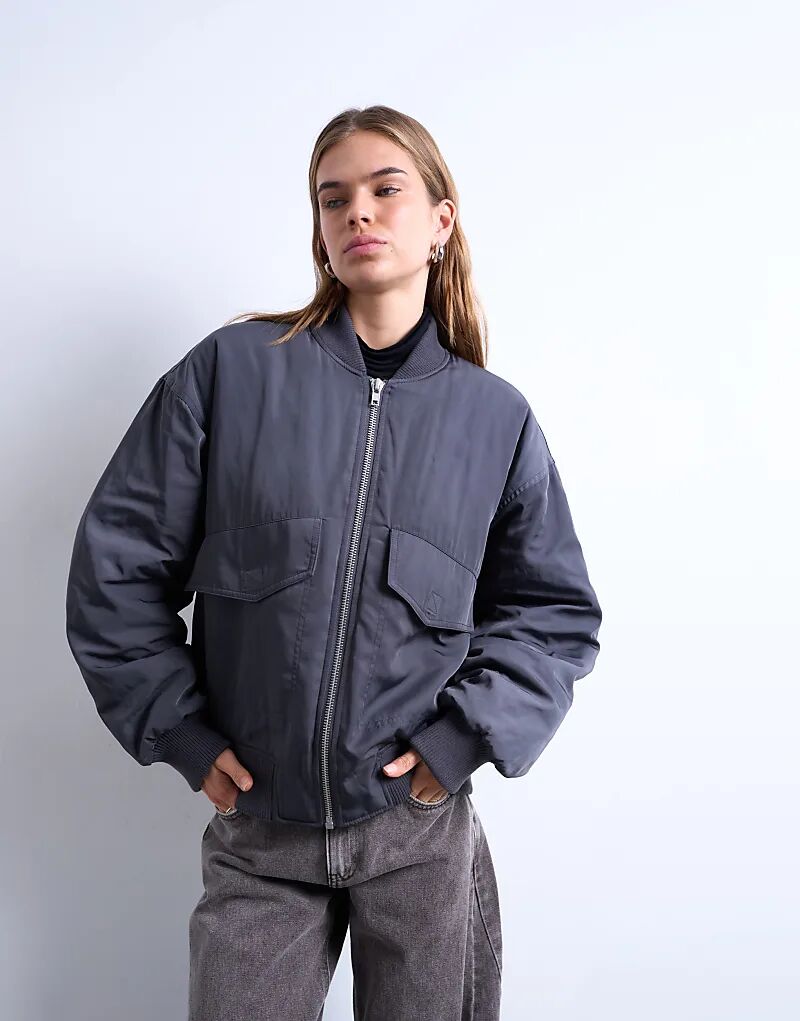 

Куртка-бомбер Topshop в рубчик, сланцевого цвета