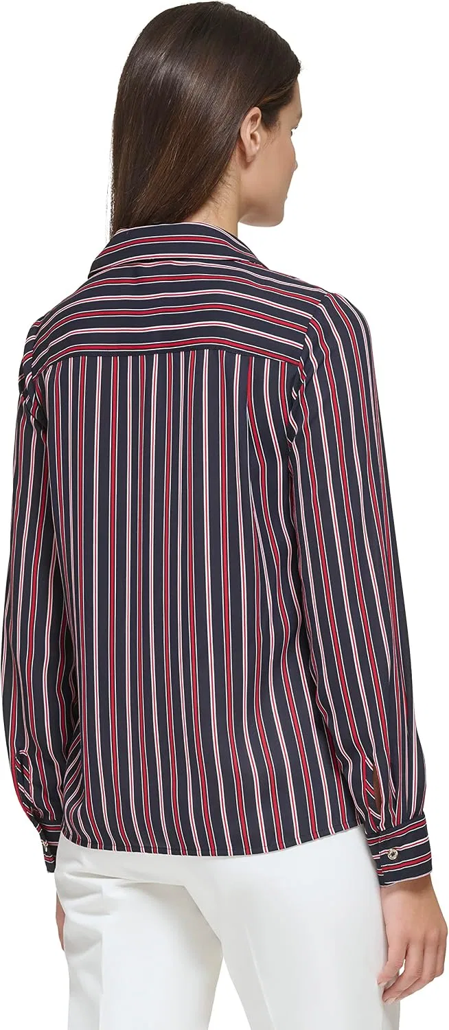 Блуза с принтом, женская, Tommy Hilfiger, алый мульти — фото 4