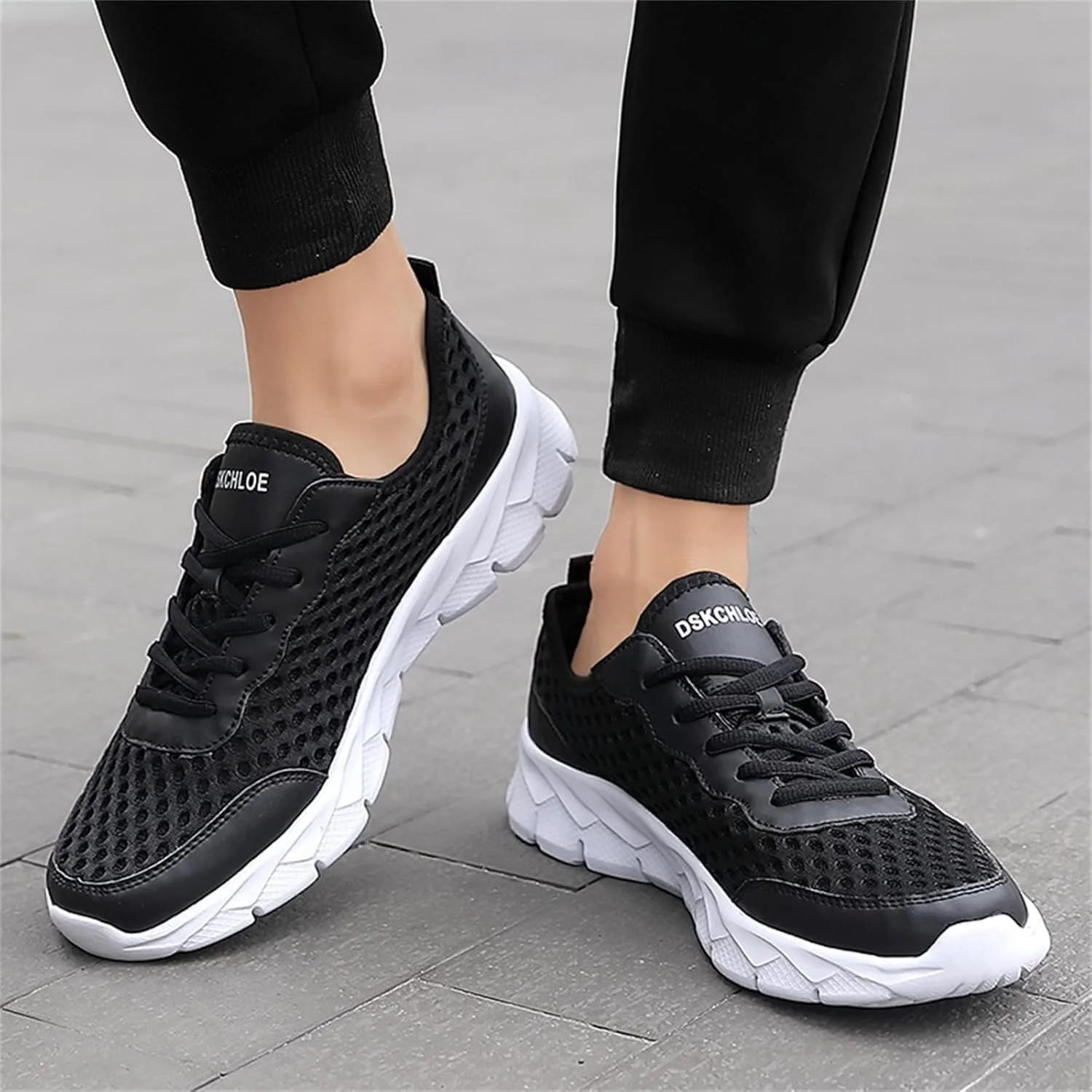 Мужские летние кроссовки, легкие, дышащие, повседневные, сетчатые, на шнуровке, для бега, кроссовки 997h Generisch, белый — фото 2