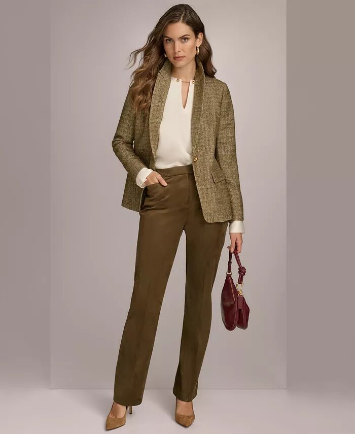 

Фактурный блейзер и брюки из искусственной замши Donna Karan New York, черный