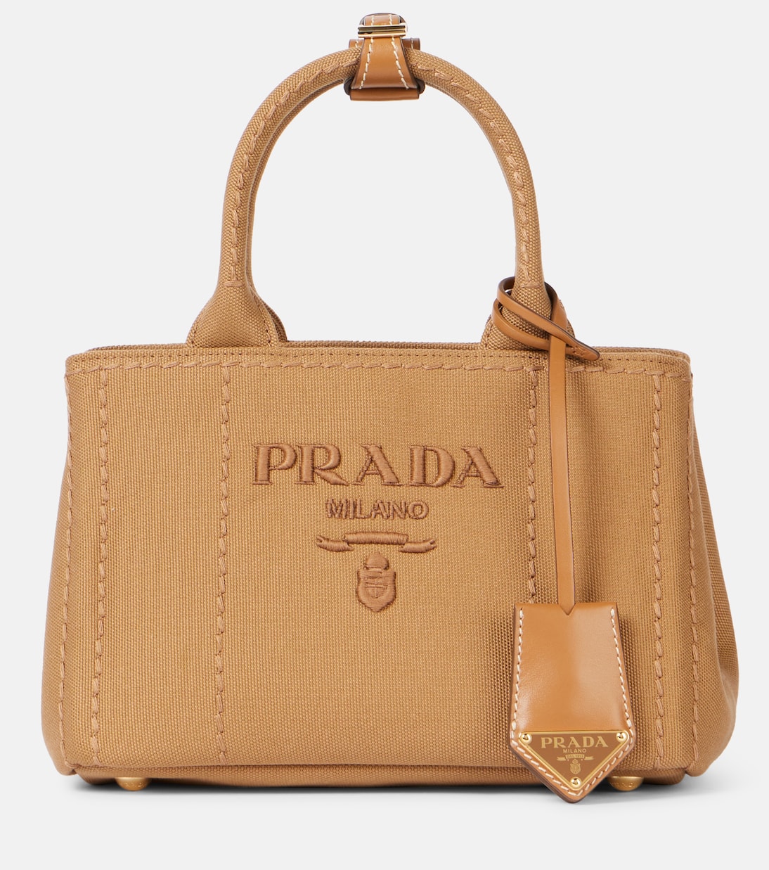 

Мини-сумка-шоппер Jardinière из холста Prada, Tabacco C