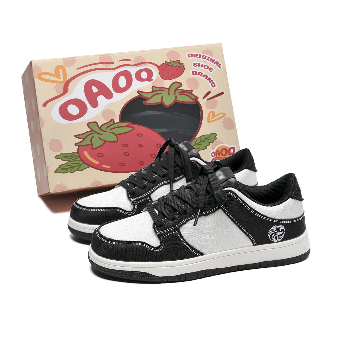 

OAOQ Износостойкие дышащие легкие низкие кеды унисекс белый черный, цвет White Black