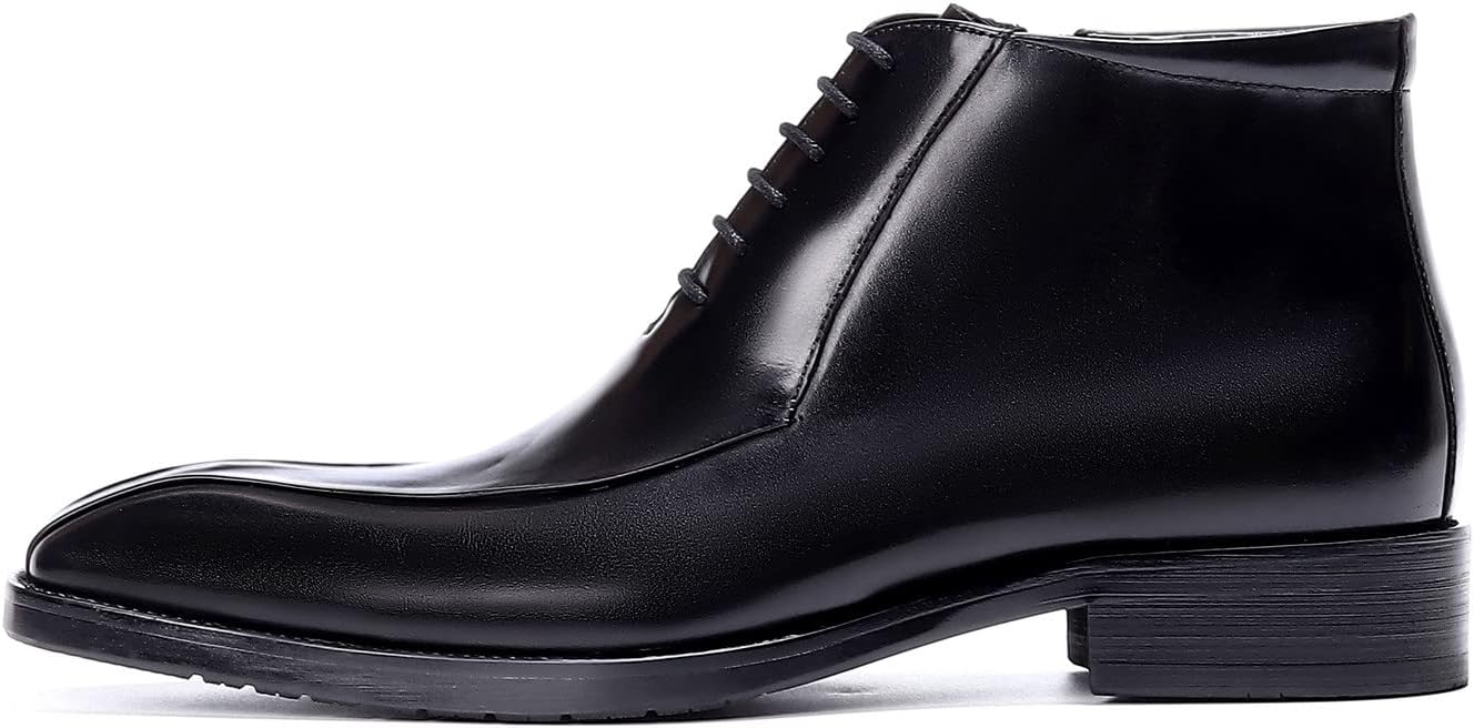 Мужские ботинки Santimon Oxfords, формальные, из натуральной кожи, с гладким носком, на щиколотке, мужская мода, деловой стиль, повседневная одежда, на свадьбу, выпускной, под смокинг, комфортные западные ботинки на шнуровке, черный — фото 2