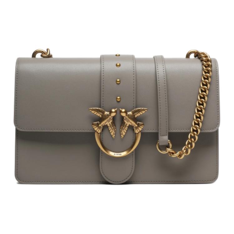 

Кожаная сумка через плечо женская серая PINKO