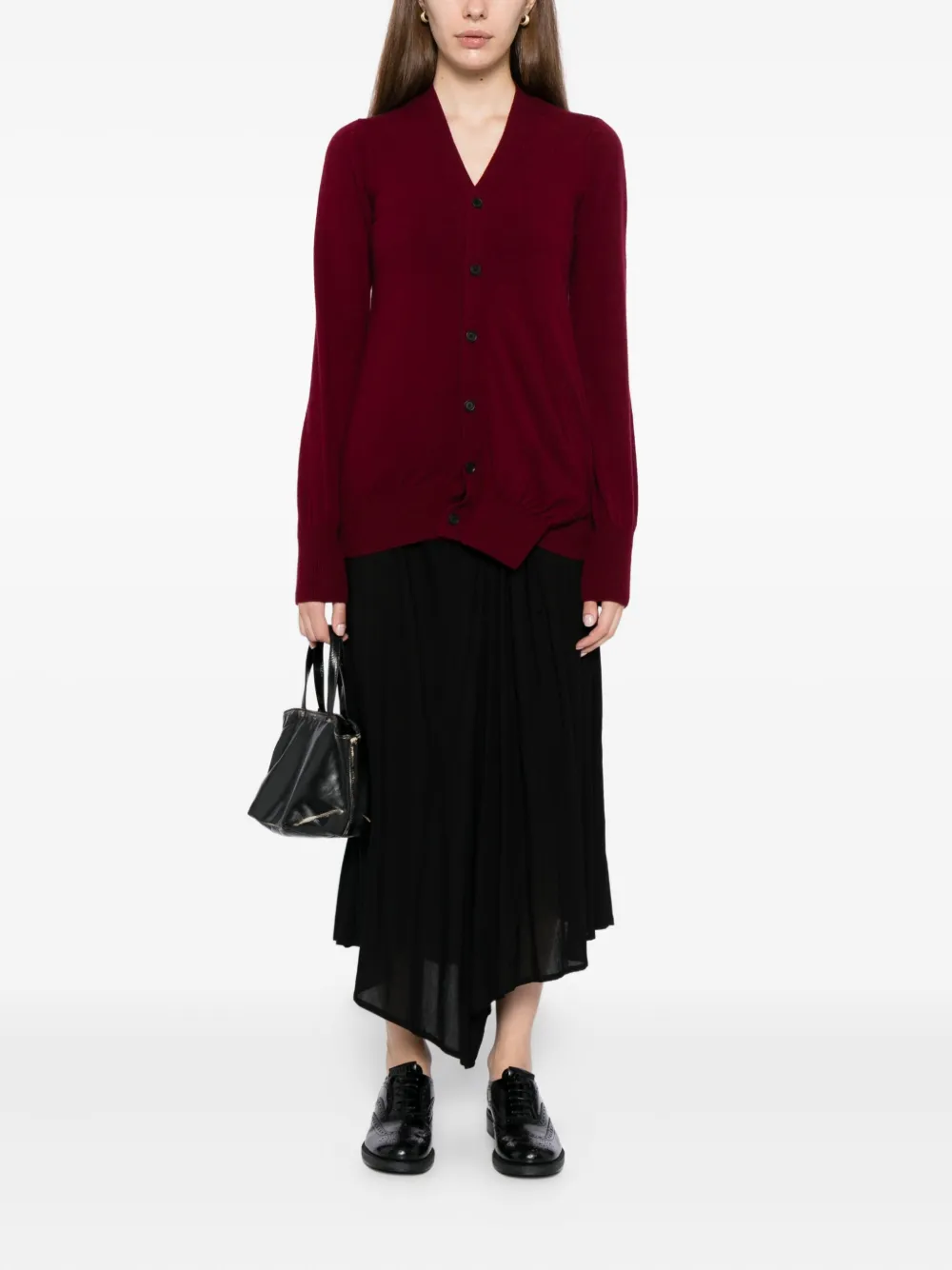 Кардиган с V-образным вырезом Yohji Yamamoto, красный — фото 2