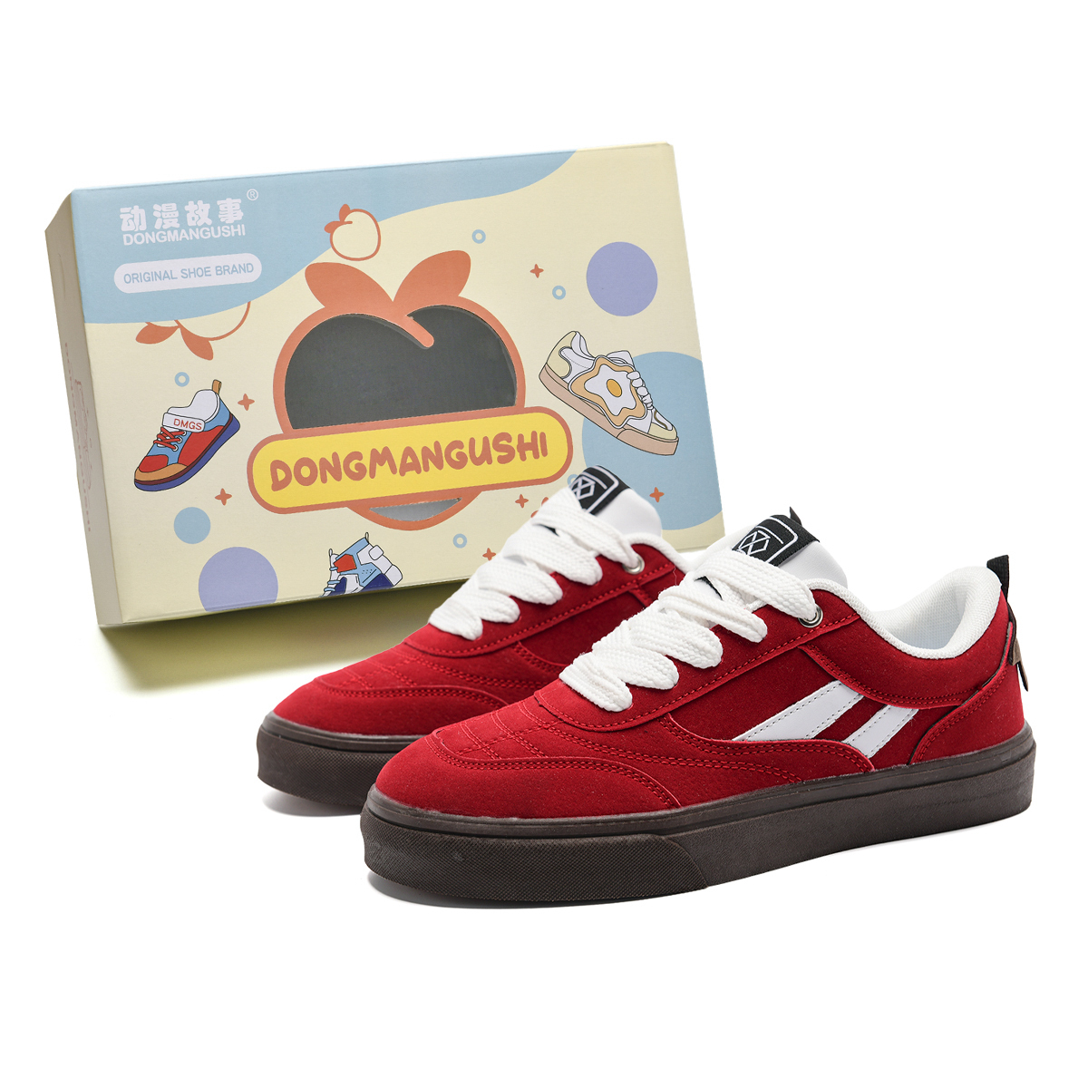 

Anime story Скользоустойчивые, износостойкие, легкие, дышащие низкие скейтерские кроссовки унисекс бело-красные, цвет White Red