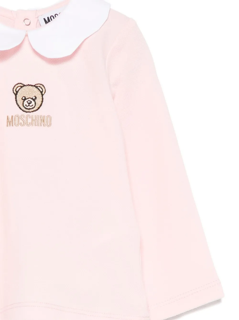 Топ с вышитым плюшевым тельняшкой и воротником в стиле Питера Пэна Moschino Kids, розовый — фото 3