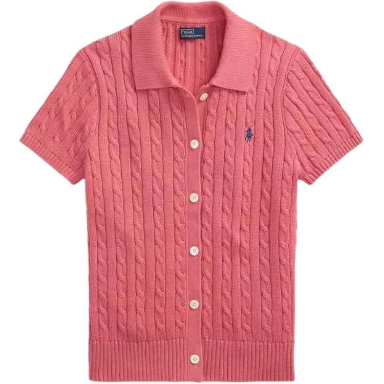 Кардиган с коротким рукавом cable-knit Polo Ralph Lauren, Cloud Dawn Red