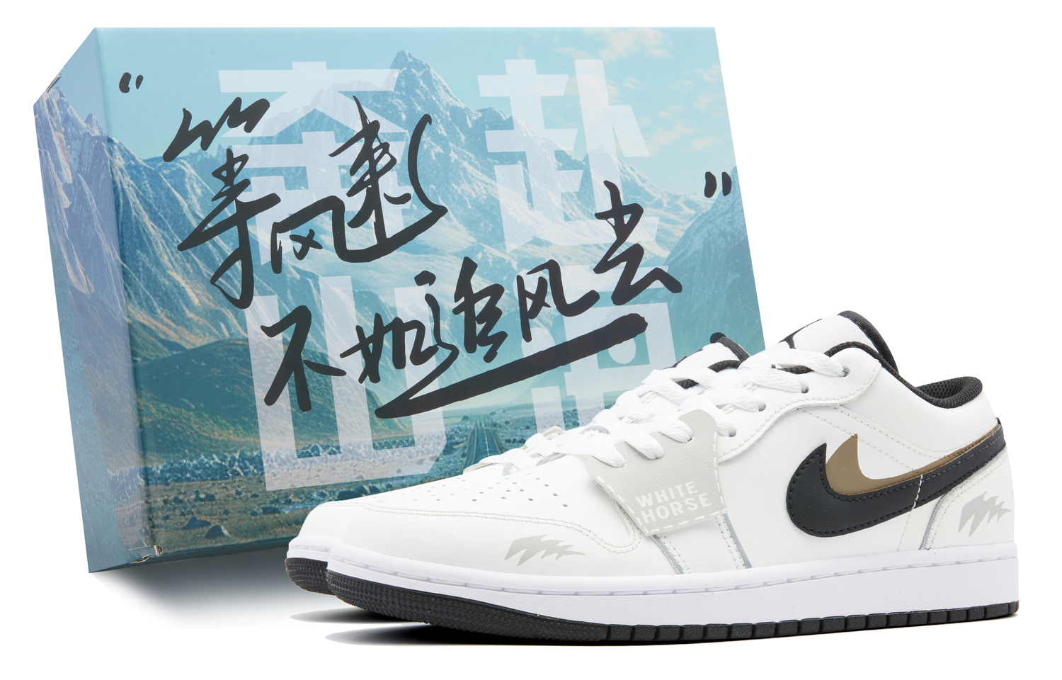 

Кроссовки Air 1 Low Cushioned Slip-Resistant Low-Top Vintage Basketball Men's Black White Jordan
