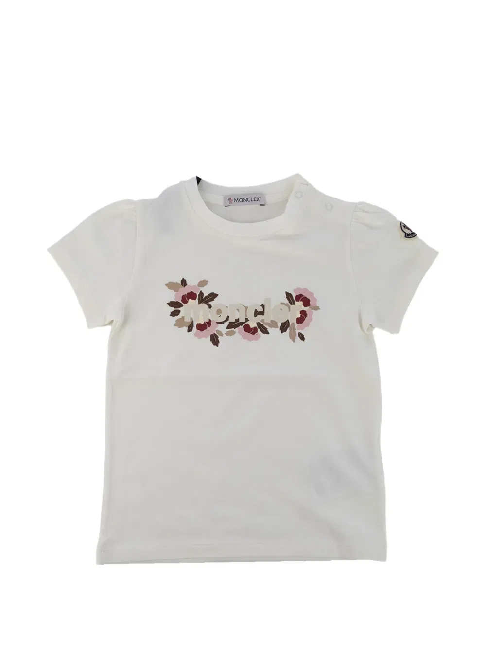 Футболка с цветочным принтом Moncler Enfant, нейтральный