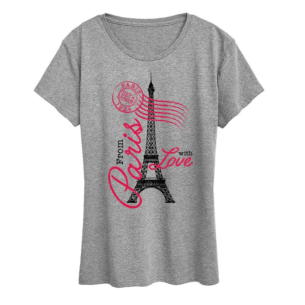 

Женская футболка с рисунком Paris Love Postmark Licensed Character, цвет Heather Gray