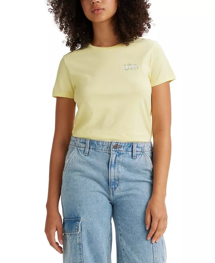 

Женская хлопковая футболка с графическим логотипом Perfect Levi's, желтый