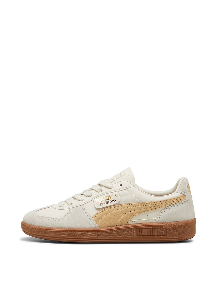 Кроссовки из кожи Палермо Puma, цвет alpine snow-desert dust-gum