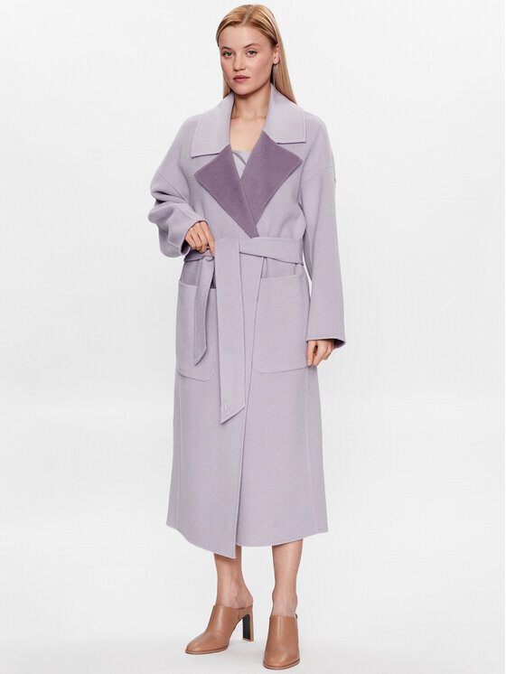 

Шерстяное пальто обычного кроя Calvin Klein, фиолетовый