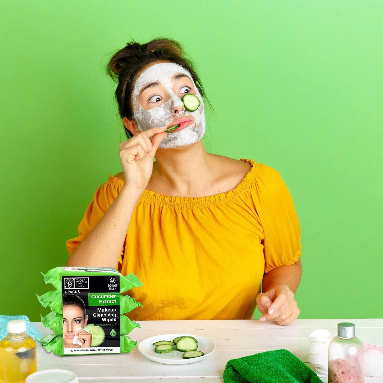 Средство для снятия макияжа Global Beauty Care — Очищающие салфетки с огурцом — фото 4